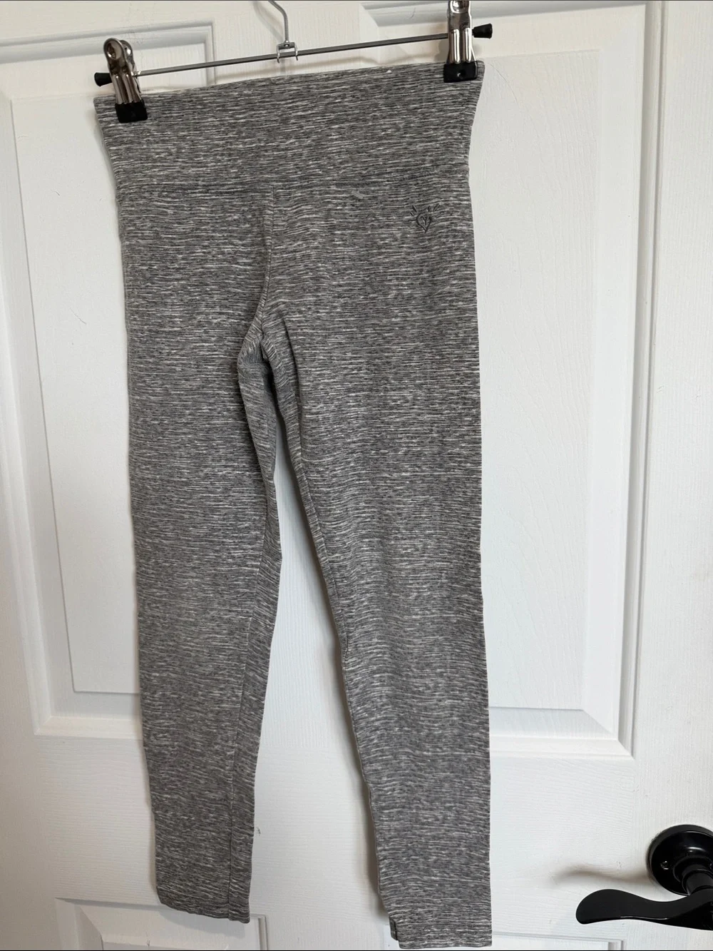 Justice Gray Marled Kids Leggings with Subtle Heart